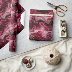 Abstract gemarmerd kunstwerk met Deep Red, Pink Cadeaupapier
