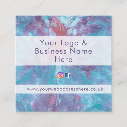 Abstract gemarmerde kleurstof, effect vierkante visitekaartje (Voorkant)