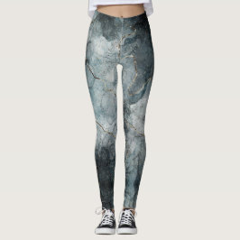 Abstract gemarmerde vervaagde grijze blauwe modern leggings