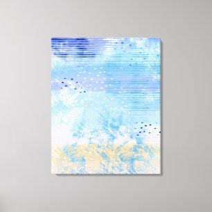 Abstract Gemengde Media Blauw Turquoise Geel Canvas Afdruk
