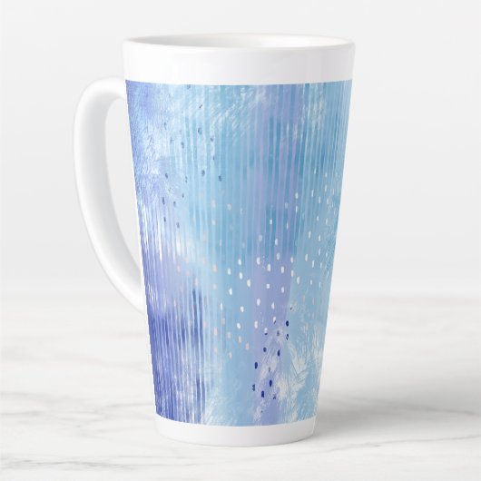 Abstract Gemengde Media Blauw Turquoise Geel Latte Mok (Linkerhoek)