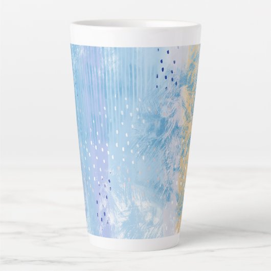 Abstract Gemengde Media Blauw Turquoise Geel Latte Mok (Voorkant)