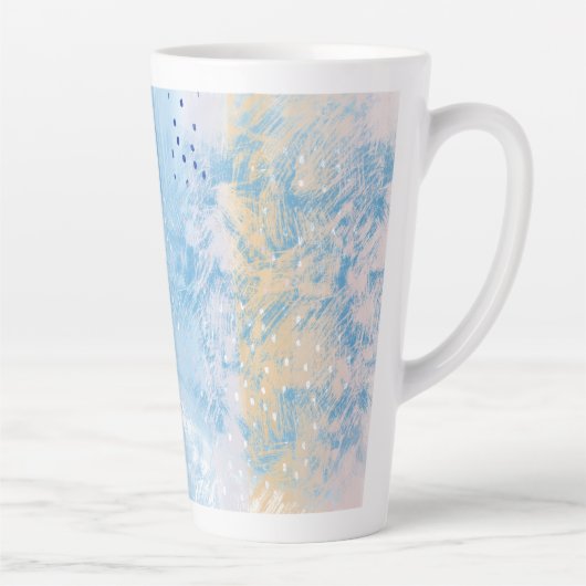 Abstract Gemengde Media Blauw Turquoise Geel Latte Mok (Rechts)