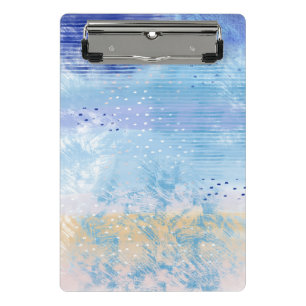 Abstract Gemengde Media Blauw Turquoise Geel Mini Klembord