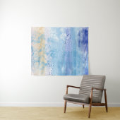 Abstract Gemengde Media Blauw Turquoise Geel Wandkleed (In Situ (horizontaal))