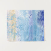 Abstract Gemengde Media Blauw Turquoise Geel Wandkleed (Voorkant (horizontaal))