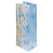 Abstract Gemengde Media Blauw Turquoise Geel Wijn Cadeautas (Achterkant Gekanteld)