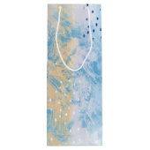 Abstract Gemengde Media Blauw Turquoise Geel Wijn Cadeautas (Achterkant)