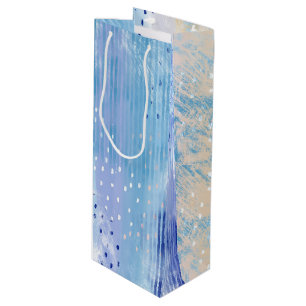Abstract Gemengde Media Blauw Turquoise Geel Wijn Cadeautas
