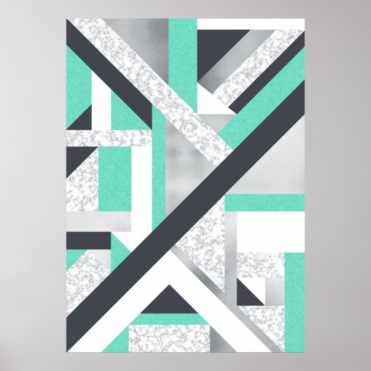 Abstract Geo - Marmer & Munt Poster (Voorkant)