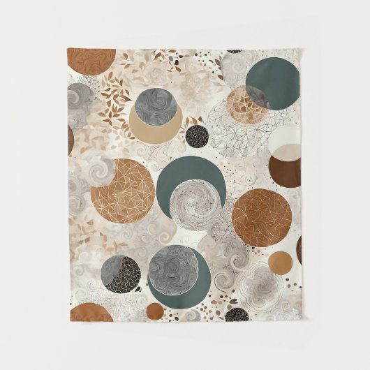 Abstract Geometric Circle Pattern Neutral Boho 384 Wandkleed (Voorkant)
