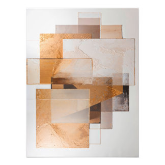 Abstract Geometric Collage with Earth Tones Foto Afdruk