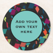 Abstract Geometric Cube Pattern Custom Text Round Ronde Kartonnen Onderzetter (Voorkant)