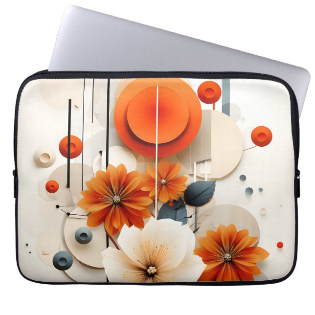 Abstract Geometric Floral Laptop Sleeve (Voorkant)