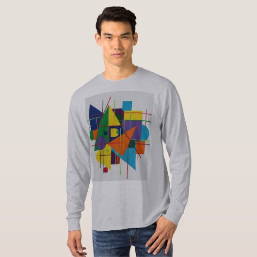 Abstract Geometric Long Sleeve Tee T-shirt (Voorkant volledig)