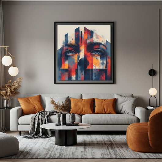 Abstract Geometric Portrait Canvas Afdruk