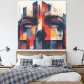 Abstract Geometric Portrait Canvas Afdruk (Insitu (Slaapkamer))