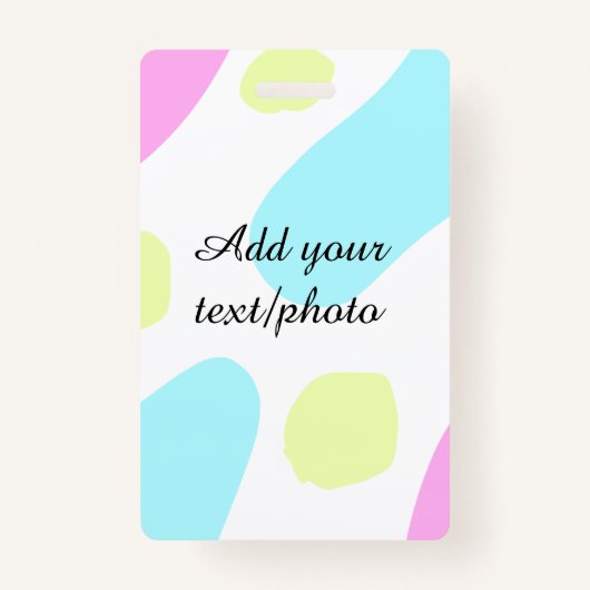 Abstract geometric shapes pastel add name photo ba badge (Voorkant)