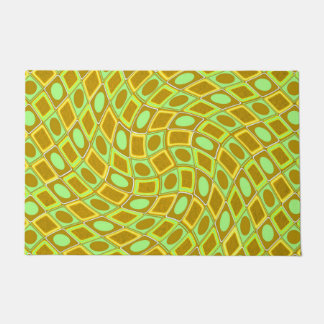 Abstract geometric swirl retro lime pattern deurmat
