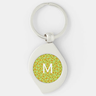 Abstract geometric swirl retro lime pattern sleutelhanger