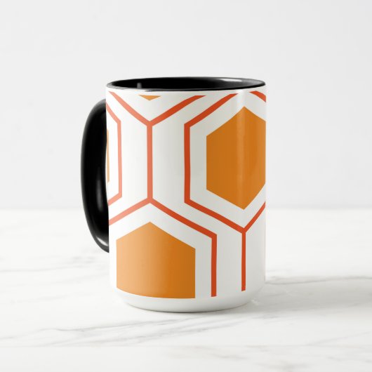 Abstract geometrical pattern in oranje and mok (Voorkant links)