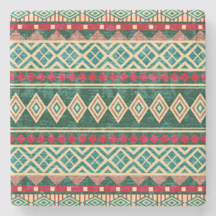 Abstract geometrisch Afrikaans stijlpatroon Stenen Onderzetter