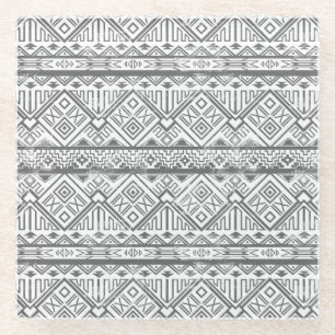 Abstract Geometrisch Aztec Patroon 2 Glazen Onderzetter