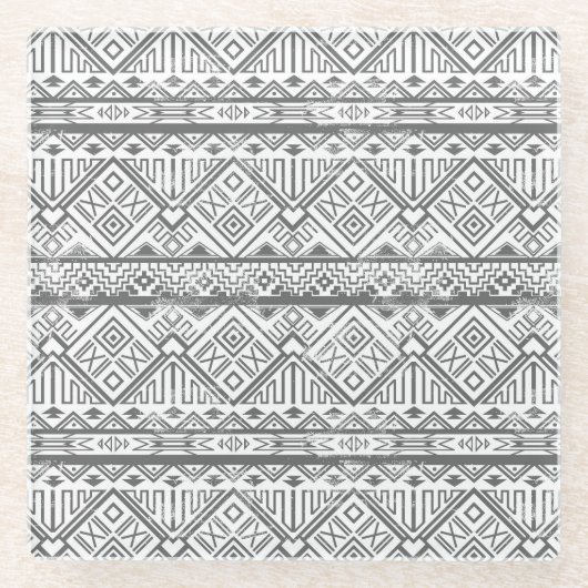 Abstract Geometrisch Aztec Patroon 2 Glazen Onderzetter (Voorkant)