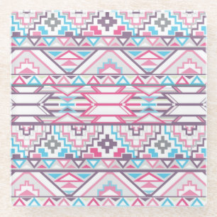Abstract Geometrisch Aztec Patroon 3 Glazen Onderzetter