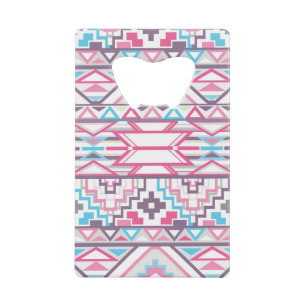 Abstract Geometrisch Aztec Patroon 3 Kredietkaart Flessenopener