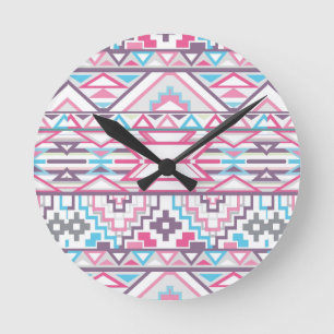 Abstract Geometrisch Aztec Patroon 3 Ronde Klok