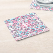 Abstract Geometrisch Aztec Patroon 3 Vierkante Kartonnen Onderzetter (Schuin)