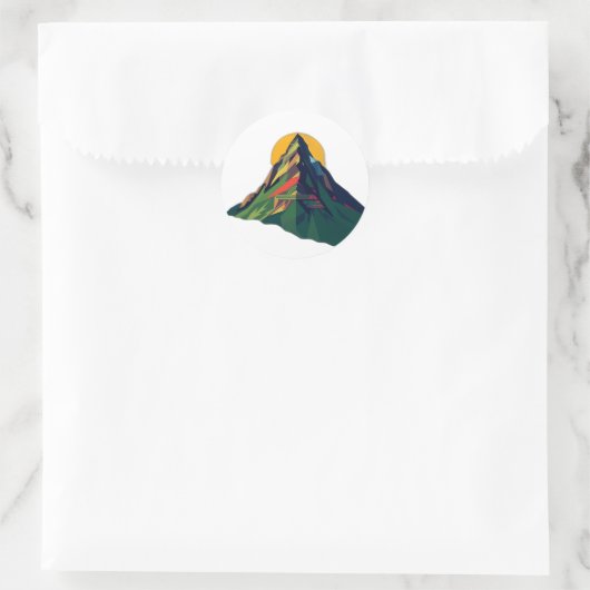 Abstract geometrisch berglandschap ronde sticker (Tas)