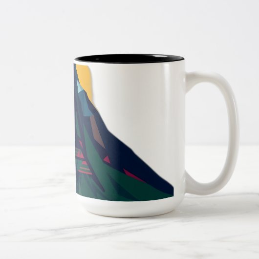 Abstract geometrisch berglandschap tweekleurige koffiemok (Rechts)
