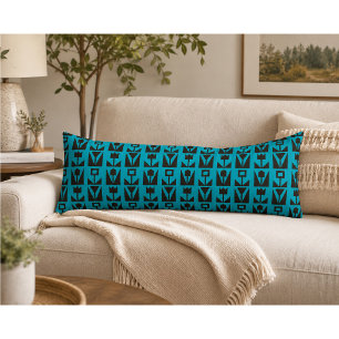 Abstract Geometrisch Blauw Bloemmotief  Lichaamskussen