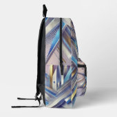 Abstract geometrisch blauw en goud bedrukte rugzak (Links)