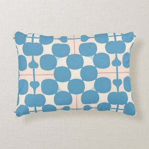 Abstract geometrisch blauw en wit patroon accent kussen