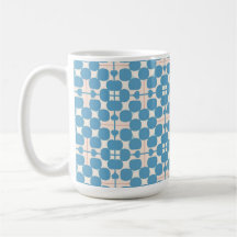 Abstract geometrisch blauw en wit patroon
