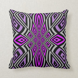 Abstract geometrisch bloemontwerp roze paars kussen