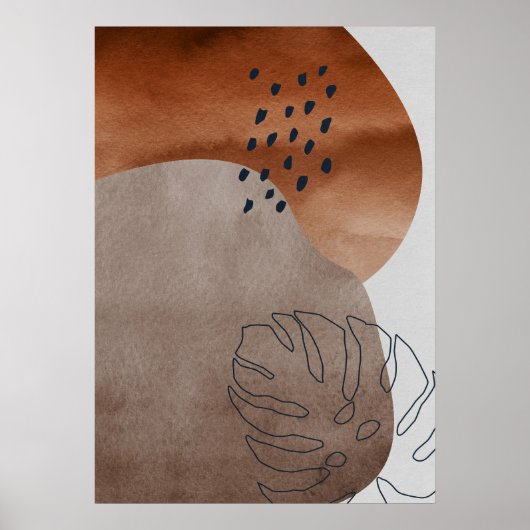 Abstract geometrisch botanisch Poster voor bladwan (Voorkant)