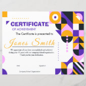 Abstract Geometrisch Certificaat van Prestatie Mod (Voorkant)
