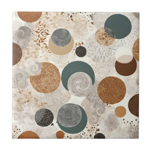 Abstract Geometrisch Cirkelpatroon Neutraal Boho Tegeltje