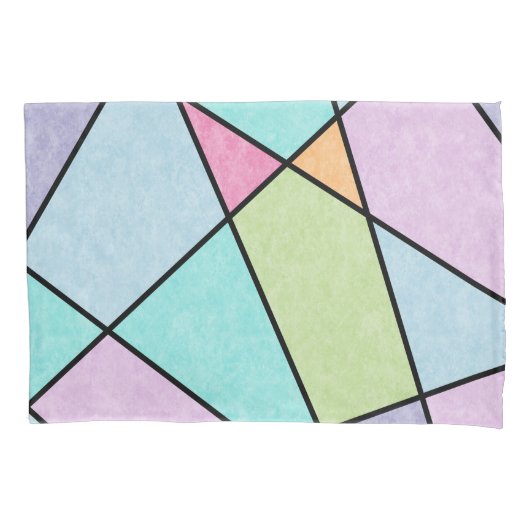 Abstract Geometrisch Deel Blauw Roze Lila Kussensloop (Voorkant)