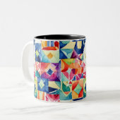 Abstract geometrisch digitaal patroon 17 - Koffie  Tweekleurige Koffiemok (Voorkant links)