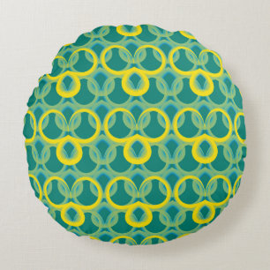 Abstract geometrisch geelgroen patroon rond kussen