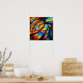 Abstract geometrisch gekleurd glaspatroon poster (Keuken)
