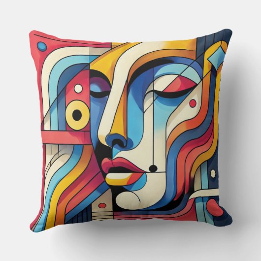 Abstract geometrisch gezichtsontwerp - vet en leve kussen (Achterkant)