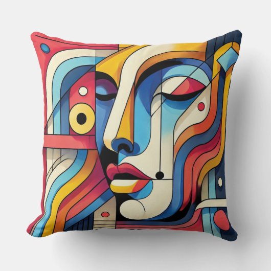 Abstract geometrisch gezichtsontwerp - vet en leve kussen (Voorkant)