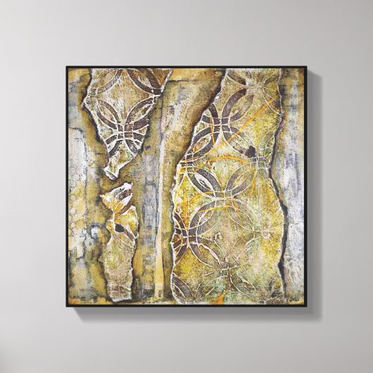 Abstract Geometrisch Grijs & Geel Canvas Afdruk (Voorkant)