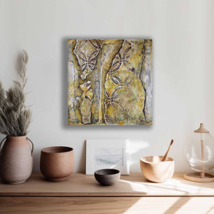 Abstract Geometrisch Grijs & Geel Canvas Afdruk
